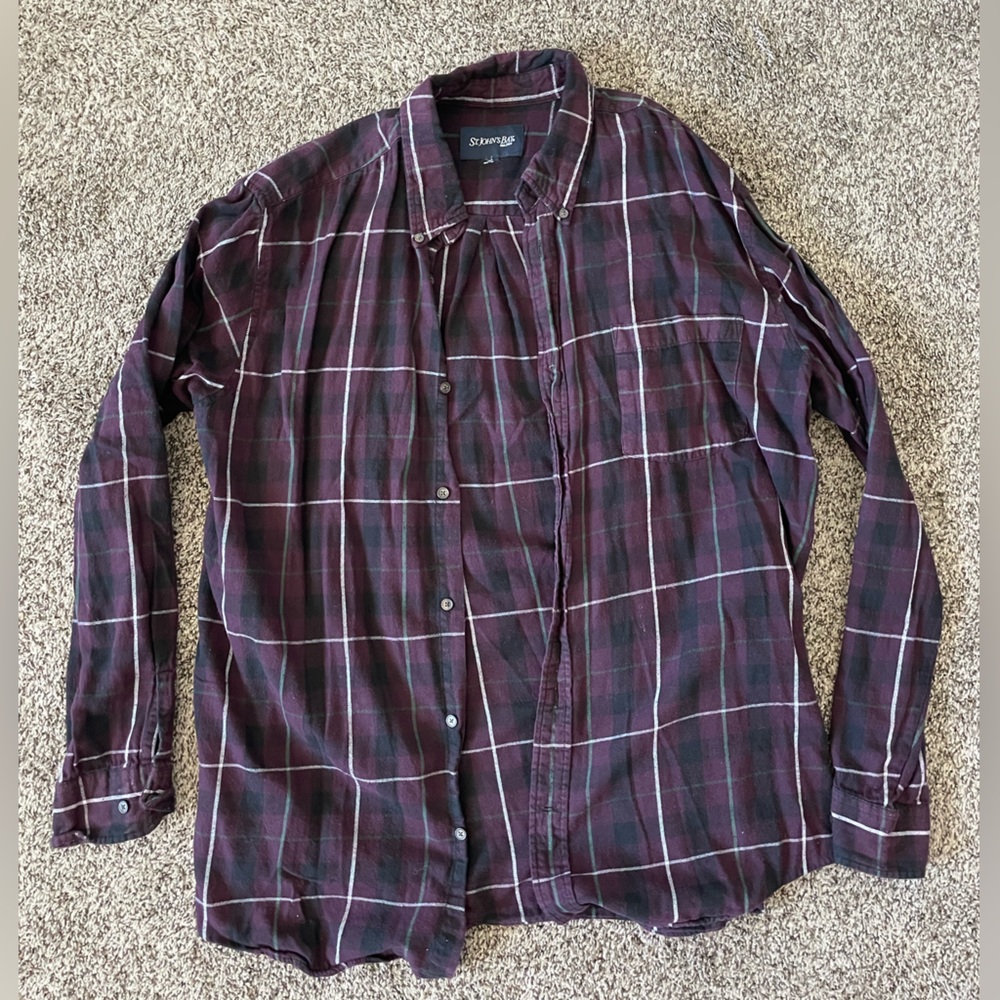 Men's Plaid Shirt - Maroon and Black